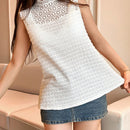 Qutie Camisa De Mujer Con Cuello Alto, Textura De Color Solido