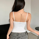 DAZY Top Sin Mangas Ajustado Cortado Con Cuello En V Y Malla
