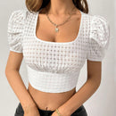 Prive Blusa De Mujer Blanca Con Mangas Abullonadas Sin Espalda Y Correa Para Anudar