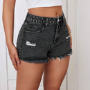 ICON Pantalones Cortos De Mezclilla Desgastados Con Dobladillo Fruncido Y Lavado De Agua