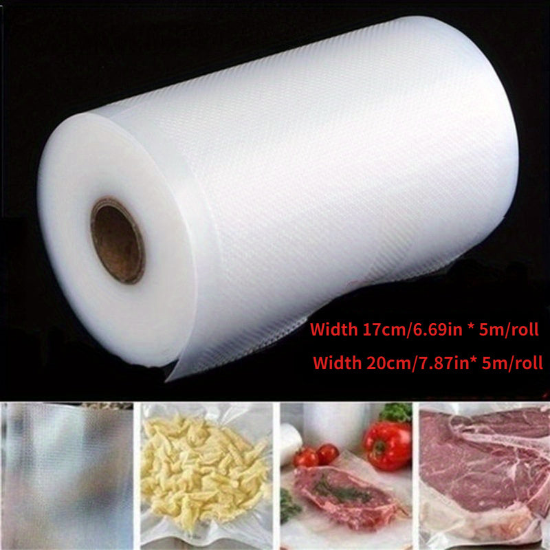 Bolsas de sellador de vacío para almacenamiento de alimentos - Mantén las comidas frescas con material PE duradero, rollos de 12/15/17/20/22/25/28cm x 500cm, diseño transparente para etiquetado fácil, bolsas de sellador de vacío para alimentos.