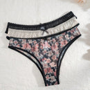 Bragas De Triangulo Con Estampado Floral Para Mujer (3 Piezas/paquete)
