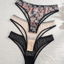Bragas De Triangulo Con Estampado Floral Para Mujer (3 Piezas/paquete)