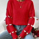 Frenchy Sueter Casual Con Hombros Caidos Y Estampado De Corazones Para Mujer