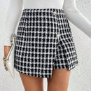 Frenchy Pantalones Cortos De Cuadros Con Abertura Lateral Para Mujeres