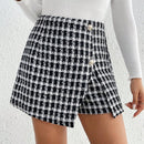 Frenchy Pantalones Cortos De Cuadros Con Abertura Lateral Para Mujeres