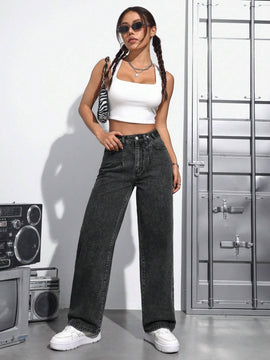 PETITE Pantalones Jeans De Mujer Con Bolsillos