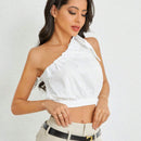 Blusa Solida Con Nudo Y Un Hombro Al Descubierto