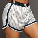 SXY Pantalones cortos con cinturilla elastica con estampados numericos y alfabeticos y rayas satinadas para deportes