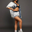 SXY Pantalones cortos con cinturilla elastica con estampados numericos y alfabeticos y rayas satinadas para deportes