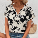 LUNE Camisa De Manga Corta Con Estampado De Flores Y Cuello Con Muesca
