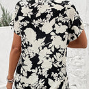LUNE Camisa De Manga Corta Con Estampado De Flores Y Cuello Con Muesca
