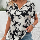 LUNE Camisa De Manga Corta Con Estampado De Flores Y Cuello Con Muesca