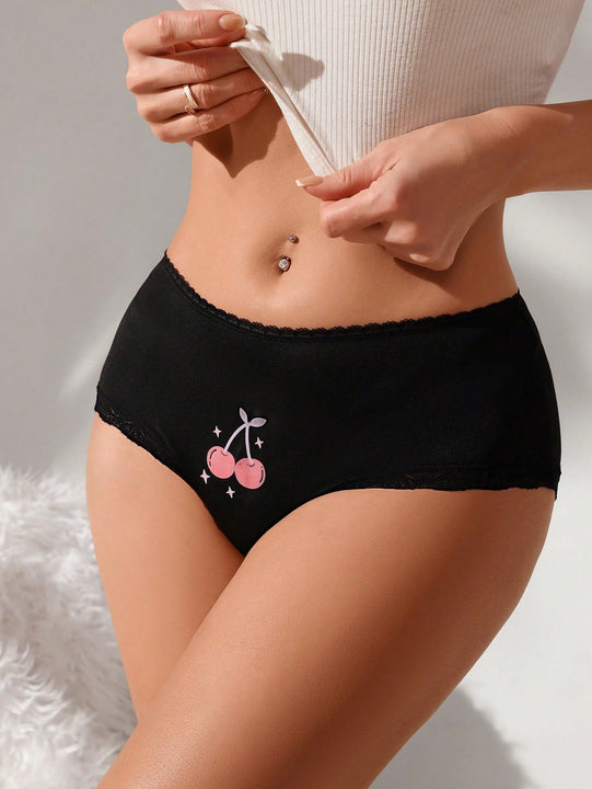 Pantalones De Triangulo De Cintura Media-alta Con Estampado De Dibujos Animados Para Mujeres