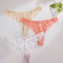 Tangas De Encaje Y Parches Para Mujeres (3 Piezas/paquete)
