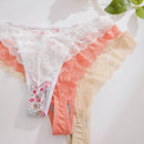 Tangas De Encaje Y Parches Para Mujeres (3 Piezas/paquete)