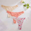 Tangas De Encaje Y Parches Para Mujeres (3 Piezas/paquete)