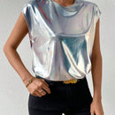 Frenchy Blusa De Mujer De Manga Corta Con Tapas De Metal
