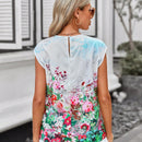 Clasi Blusa Sin Mangas Plisada Y Estampada De Flores Para Mujer Con Conjunto De Color Verde Para El Dia De San Patricio