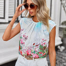 Clasi Blusa Sin Mangas Plisada Y Estampada De Flores Para Mujer Con Conjunto De Color Verde Para El Dia De San Patricio