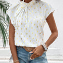 LUNE Camisa Plisada Para Mujer Con Estampado De Lamina De Oro