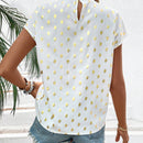 LUNE Camisa Plisada Para Mujer Con Estampado De Lamina De Oro