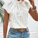LUNE Camisa Plisada Para Mujer Con Estampado De Lamina De Oro