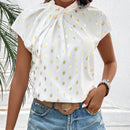LUNE Camisa Plisada Para Mujer Con Estampado De Lamina De Oro