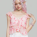 ROMWE Fairycore Camisa De Muneca Floral Del Bosque De Hadas Puras Para Mujer