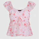 ROMWE Fairycore Camisa De Muneca Floral Del Bosque De Hadas Puras Para Mujer