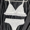 2 Piezas/set Conjunto De Lenceria De Bralette De Encaje Sin Cables Y Braguitas Triangulares Para Damas