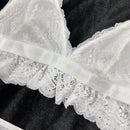 2 Piezas/set Conjunto De Lenceria De Bralette De Encaje Sin Cables Y Braguitas Triangulares Para Damas