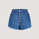 MOD Shorts De Mezclilla De Mujer Con Borde Deshilachado, Cierre De Boton