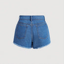 MOD Shorts De Mezclilla De Mujer Con Borde Deshilachado, Cierre De Boton