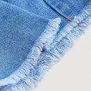 MOD Shorts De Mezclilla De Mujer Con Borde Deshilachado, Cierre De Boton