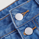 MOD Shorts De Mezclilla De Mujer Con Borde Deshilachado, Cierre De Boton