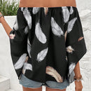 VCAY Camisa De Hombros Descubiertos Con Estampado De Plumas