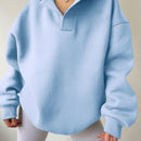 Ezwear sudadera con capucha de corte holgado para mujer, casual de primavera/otono, de manga larga con cremallera, holgada, regular, color albaricoque, hombros caidos, sudaderas para mujer
