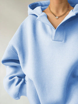 Ezwear sudadera con capucha de corte holgado para mujer, casual de primavera/otono, de manga larga con cremallera, holgada, regular, color albaricoque, hombros caidos, sudaderas para mujer