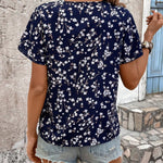 LUNE Blusa De Mangas Abullonadas De Estampado Floral Pequeno Para Mujer