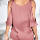 Blusa De Mujer Con Hombros Descubiertos Y Cuello Vuelto