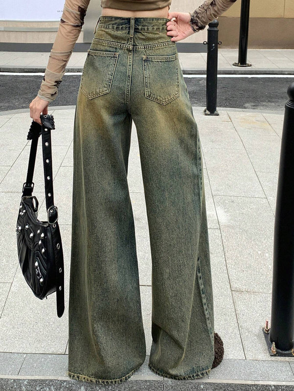 DAZY Jeans De Mezclilla Para Mujer Encaje Holgado Retro