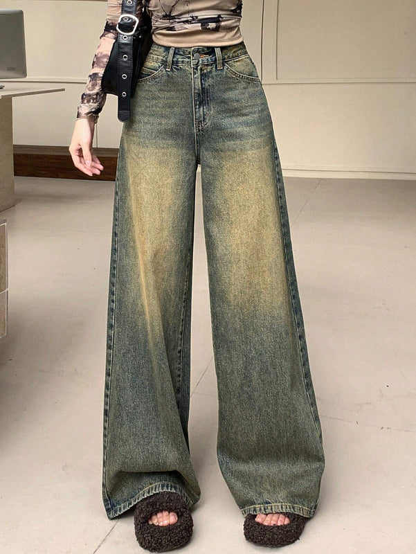 DAZY Jeans De Mezclilla Para Mujer Encaje Holgado Retro