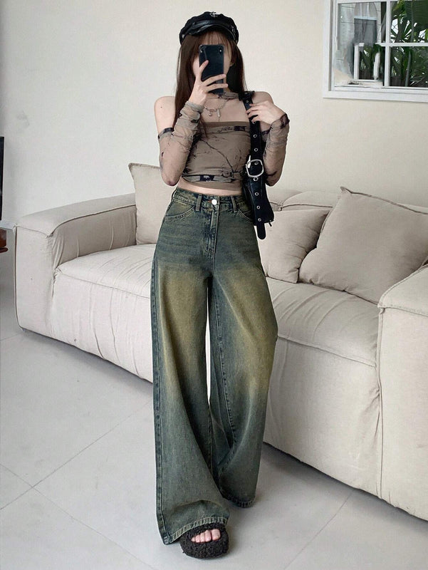 DAZY Jeans De Mezclilla Para Mujer Encaje Holgado Retro