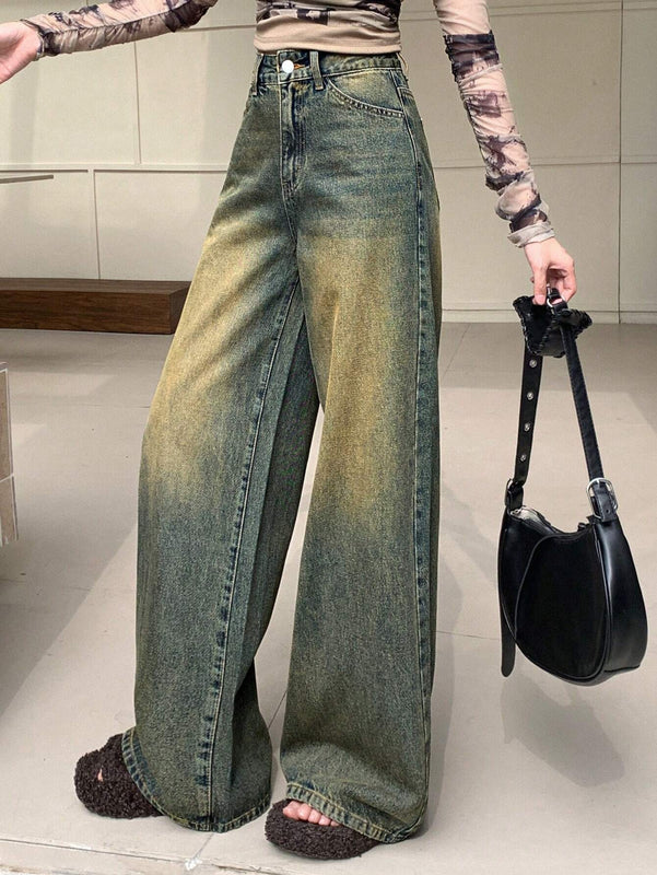 DAZY Jeans De Mezclilla Para Mujer Encaje Holgado Retro