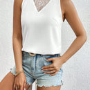 VCAY Blusa Sin Mangas Con Encaje Insertado