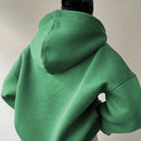 Ezwear sudadera con capucha de corte holgado para mujer, casual de primavera/otono, de manga larga con cremallera, holgada, regular, color albaricoque, hombros caidos, sudaderas para mujer