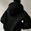 Ezwear sudadera con capucha de corte holgado para mujer, casual de primavera/otono, de manga larga con cremallera, holgada, regular, color albaricoque, hombros caidos, sudaderas para mujer