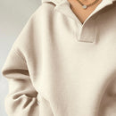 Ezwear sudadera con capucha de corte holgado para mujer, casual de primavera/otono, de manga larga con cremallera, holgada, regular, color albaricoque, hombros caidos, sudaderas para mujer