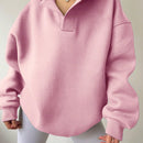 Ezwear sudadera con capucha de corte holgado para mujer, casual de primavera/otono, de manga larga con cremallera, holgada, regular, color albaricoque, hombros caidos, sudaderas para mujer